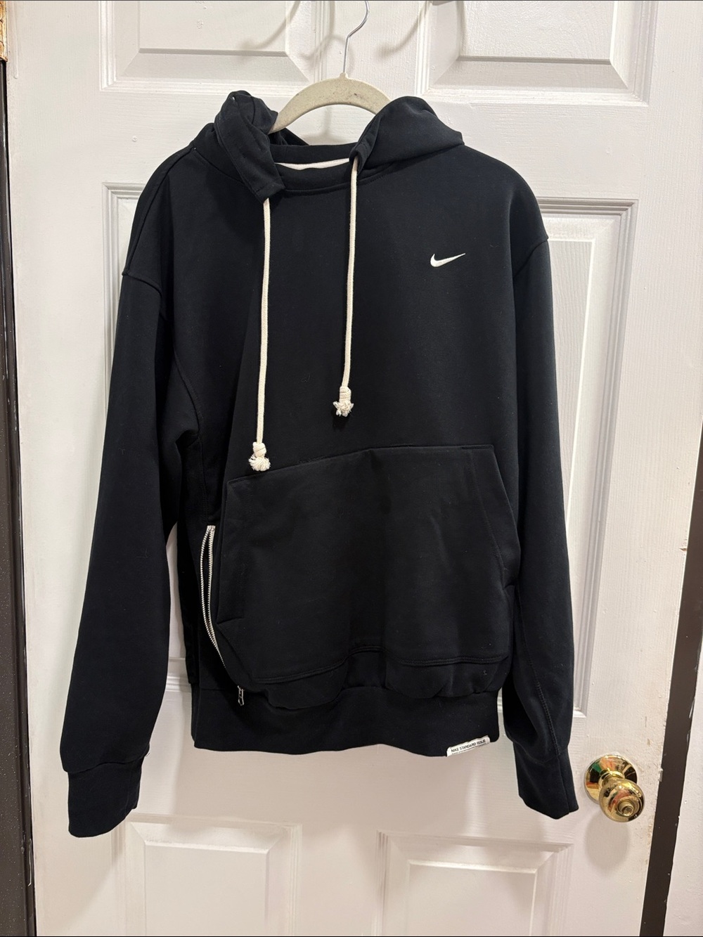 Nike Black Hoodie with White Drawstrings and Swoosh